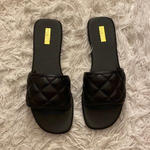 New Black Quilted Sandals